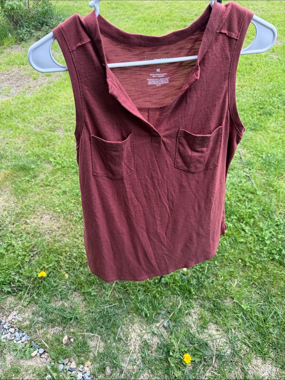 Sonoma Rust Red Sleeveless Pocket Tank Top